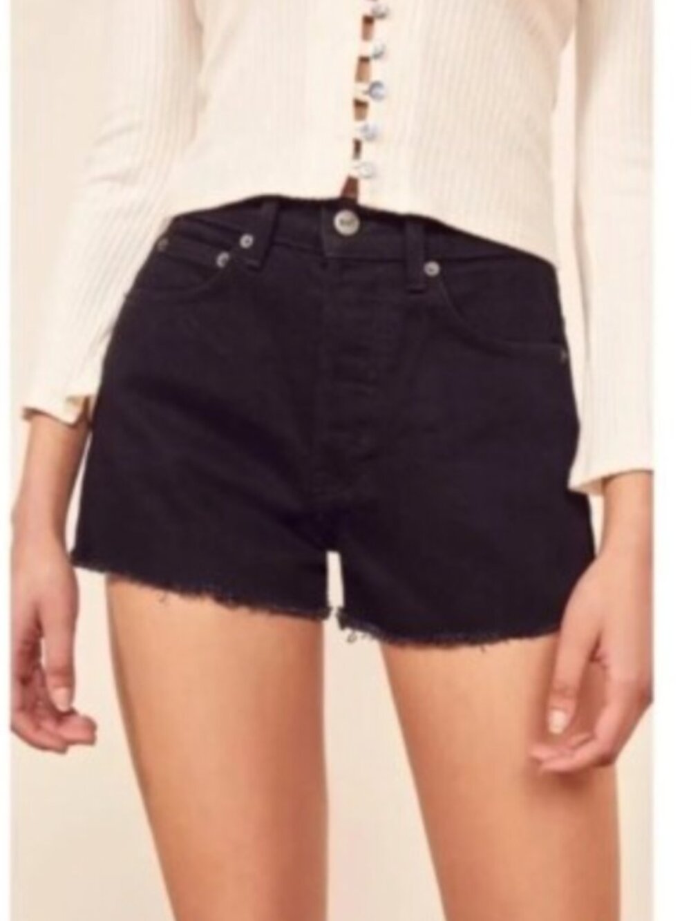 Reformation Dixie High Rise Jean Short Black Denim Shorts 24